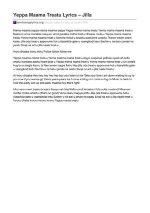 Yeppa Maama Treatu Lyrics from Jilla