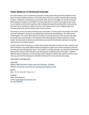 Urban Mattress Centennial