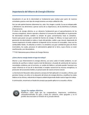importancia del ahorro de energia electrica