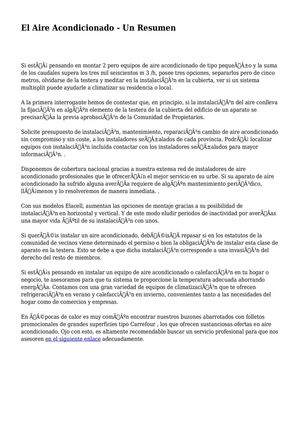 El Aire Acondicionado - Un Resumen
