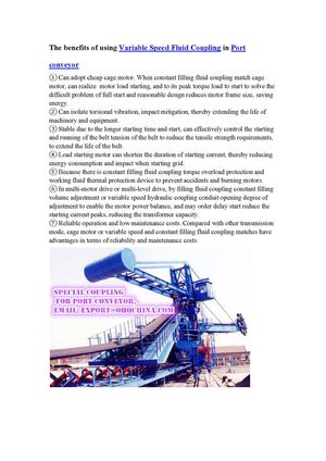 The benefits of using Variable Speed Fluid Coupling in Port conveyor