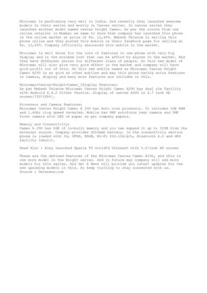  Micromax Canvas Knight Cameo Launched in India At Rs. 12,777