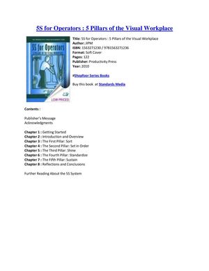 5 s for operators 5 pillars of the visual workplace