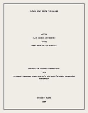 ANALISIS DE UN OBJETO TECNOLÓGICO