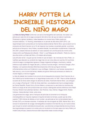 Harry Potter la increíble historia del niño mago 