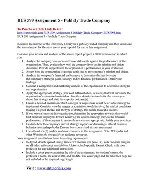 BUS 599 Assignment 5 - Publicly Trade Company.docx