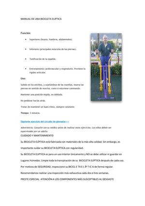 manual de bicicleta eliptica