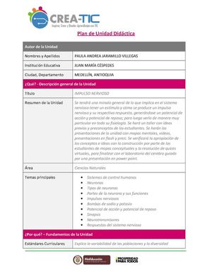 UNIDAD DIDÁCTICA IMPULSO NERVIOSO INTEGRANDO LAS TIC