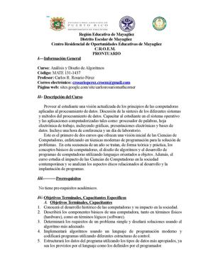 Prontuario Analisis y Diseno de Algoritmos