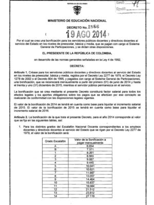 DECRETO DEL 1%, O DECRETO 1566 DE 19 DE AGOSTO DE 2014
