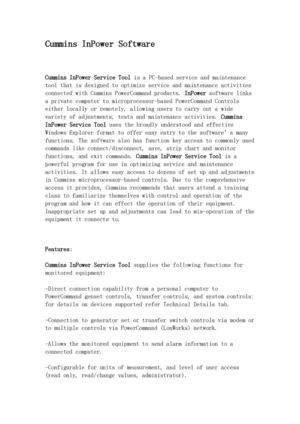 Cummins InPower Software