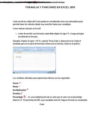 FORMULAS Y FUNCIONES EN EXCEL 2010