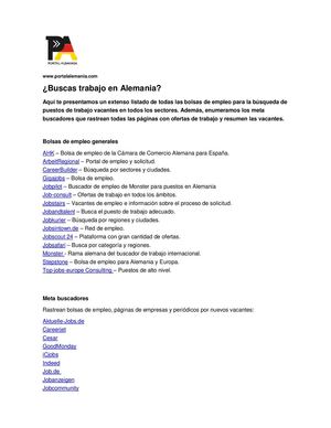 Bolsas de empleo generales y meta en Alemania
