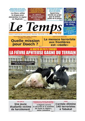 Le Temps d'Algérie Edition du Samedi 23 Août 2014