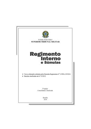 Regimento Interno e Súmulas do STM