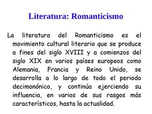 Literatura Romanticismo 