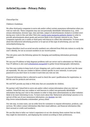 ArticleCity.com - Privacy Policy