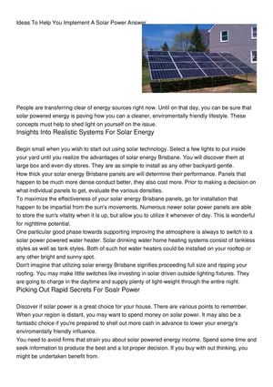 Ideas To Help You Implement A Solar Power Answer
