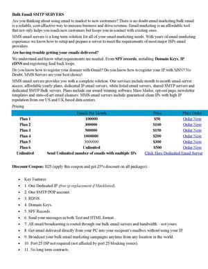 Bulk SMTP server & email marketing services