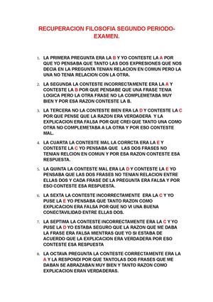 recuperacion filosofia - examen periodo 2