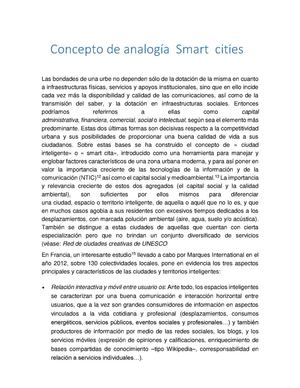 Concepto de analogía  Smart  cities