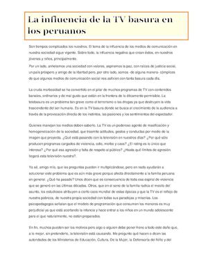 La influencia de la TV basura en los peruanos