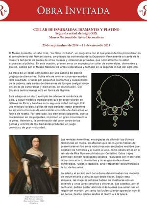 Hoja de sala "La obra invitada: collar de esmeraldas, diamantes y platino"
