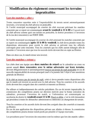 Règlementation Terrain Impraticable