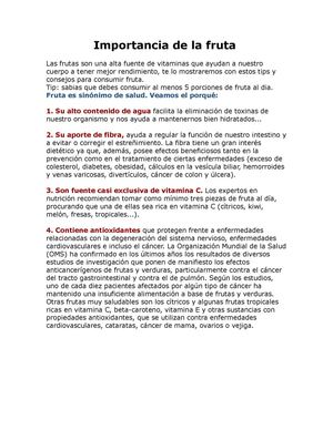 IMPORTANCIA DE LAS FRUTAS 