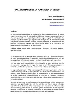 CARACTERIZACIÓN DE LA PLANEACIÓN