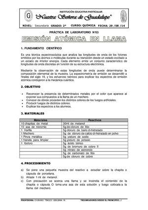 EXPERIMENTO DE  EMISIÓN  ATÓMICA