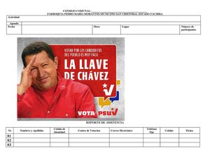 PLANILLA DE REPORTE DE ASISTENCIA PARA ACTIVIDADES DE LA COMUNA