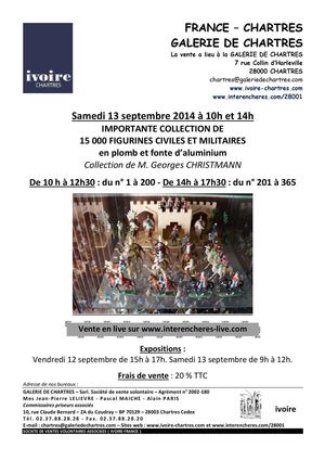 IMPORTANTE COLLECTION DE 15000 FIGURINES CIVILES ET MILITAIRES en plomb et fonte d\'aluminium. Collection de M. Georges CHRISTMANN - Samedi 13 septembre 2014 à 10H ET 14H: