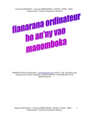 FIANARANA ORDINATEUR