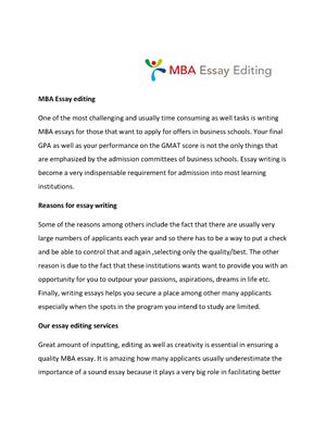 MBA Essay Editing Service