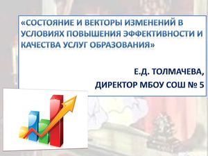 «Состояние и векторы изменений в условиях повышения эффективности и качества услуг образования» Толмачева Е.Д.