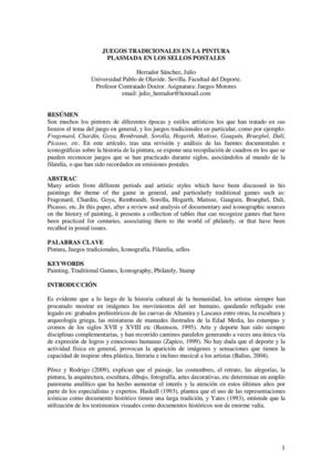 JUEGOS TRADICIONALES EN LA PINTURA PLASMADA EN LOS SELLOS POSTALES