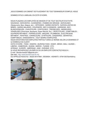 PLACEMENT DE SERVANTES?, NOUNOUS