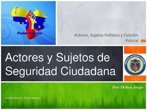 ACTORES Y SUJETOS DE SEGURIDAD CIUDADANA