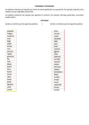 Sinónimos y Antónimos
