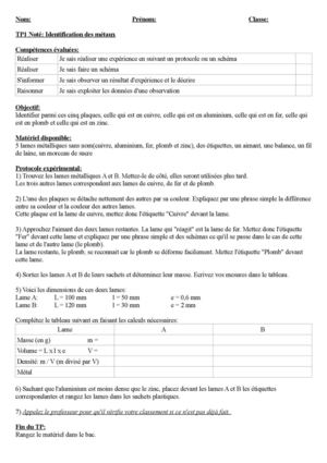3e - TP01 - Identification des Metaux