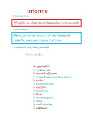 informe sobre hacer crecer cristales