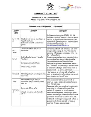Actividades semana por la paz 2014