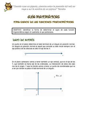 Signos de las Funciones Trigonométricas