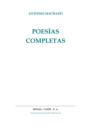 Poesías completas de Antonio Machado