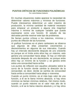 PUNTOS CRITICOS EN FUNCIONES POLINOMICAS 3