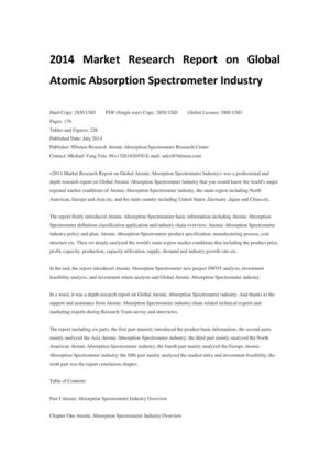 2014 Market Research Report on Global Atomic Absorption Spectrometer Industry 