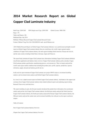 2014 Market Research Report on Global Copper Clad Laminate Industry 