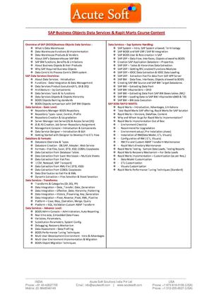 Quality of sap bods online training