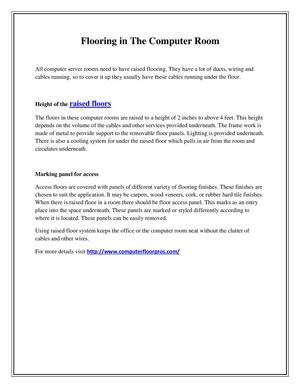 Flooring in The Computer Room